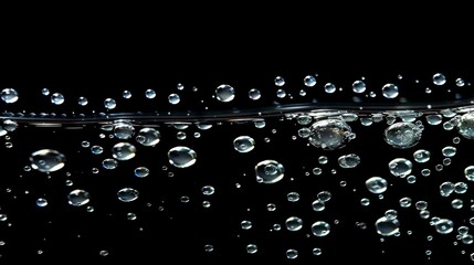 Wall Mural -  A black background with consistent bubbles of water