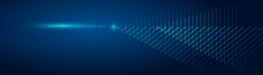 Wall Mural - abstract glowing hexagon shape on dark blue background.