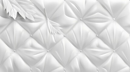 Wall Mural -  A close-up of a white leather upholster with a leaf atop and its bottom