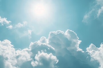 Wall Mural - Abstract white cloud and blue sky in sunny day texture background.