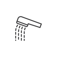 Wall Mural - Shower head with water droplets line icon