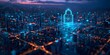© Thares2020 - Sophisticated Urban Skyline Illustrating Secure Digital Communication and Network Technology in the Business World