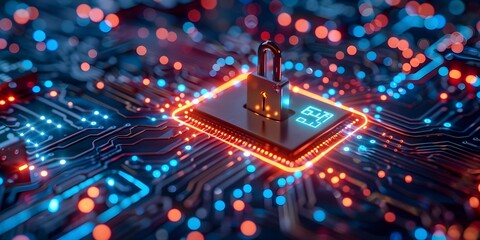 Poster - digital cybersecurity practices for secure business networking and communications technology concept