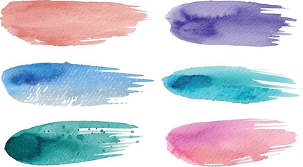 Set of watercolor brushstrokes, colourful, for design, background