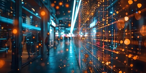 Poster - Illuminated Metropolis Capturing the Digital Connectivity of Modern Technology and Business