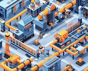 Wall Mural - Illustration of Incorporating smart technologies like IoT, AI, and robotics to enhance automation and efficiency in industrial plants. Ai Generate