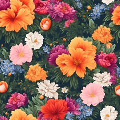 Poster - a bunch of flowers on top of each other in different colors