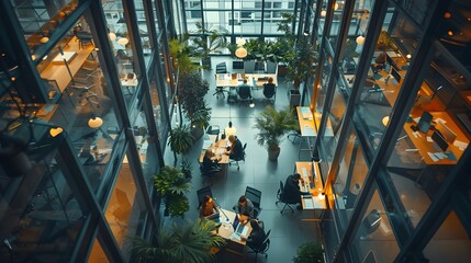 Poster - collaborative corporate office floor with diverse professional team engaged in productive business a