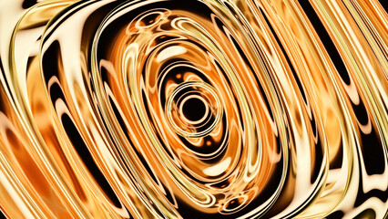 Poster - Psychedelic metallic liquid with waves. Design. Black dot with moving metal waves all around. Hypnotic animation with metal plasma in motion