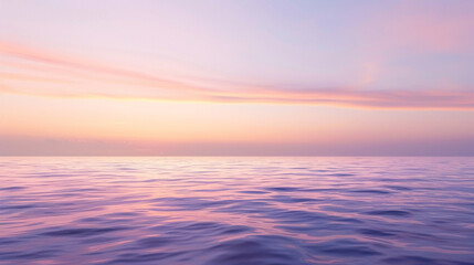 Poster - The serene beauty of the ocean at dusk, with the sky awash in shades of lavender and mauve, casting a soft, ethereal light over the calm waters below, tinged with hues of soft pink and apricot.