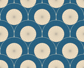 Wall Mural - japanese style seamless pattern with stylized fish scales in ivory blue shades