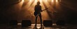 © LightoLife - A rock star on stage, playing guitar in front of a cheering crowd. The stage is lit up with bright lights.