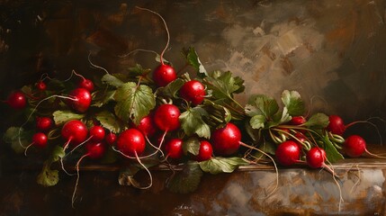 Wall Mural - Vibrant red radishes: freshly harvested organic bunch on neutral background, farm fresh produce