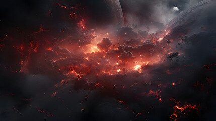 Digital space with milky way and nebula abstract graphic poster 