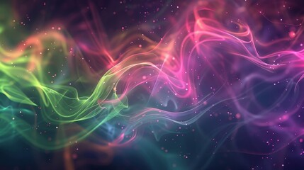 Gradient neon green to deep purple vibrant spirit of Friendship Day glowing particles swirling lines background