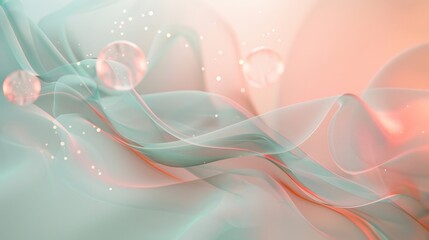 Sticker - Blush pink and seafoam green hues evoke tranquility in Friendship Day wallpaper glowing orbs flowing lines calm friendship background