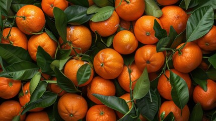 Wall Mural - Bright orange ripe tangerines forming a vibrant background for fresh fruit displays and healthy eating concepts