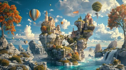 Canvas Print - Reality blends with fantasy in surreal landscape natural beauty backdrop background