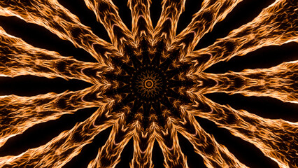 Poster - Kaleidoscopic pattern looking like sun with spreading rays. Animation. Symmetrical pattern with energy flow.