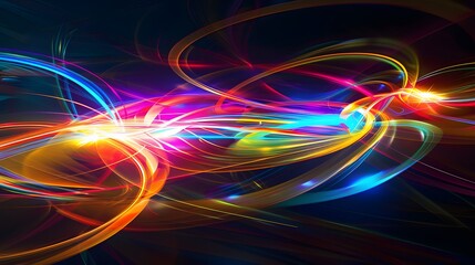 Wall Mural - Colorful Light Swirl on Black Abstract Background