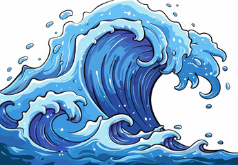 Wall Mural - a big blue wave in the ocean on a white background