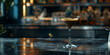 © Alesha - Exquisite Espresso Martini Cocktail in Elegant Glass on Bar Counter with Golden Bokeh Background