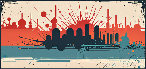 Poster - paint splatter graphic background abstract city background