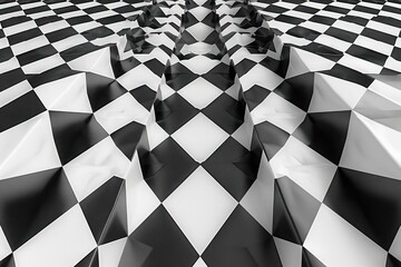 Fototapete - black and white checkered background