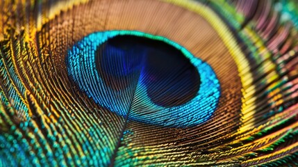 Fototapete - peacock feather close up