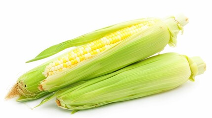 Fresh young corn on a white backdrop