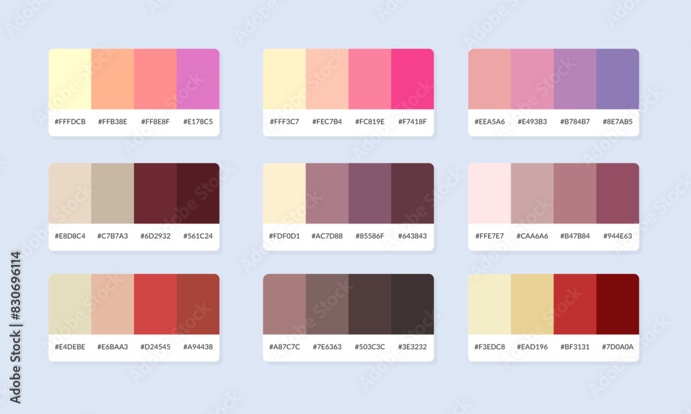 Pantone colour palette catalog samples. Color swatch. Set of abstract ...