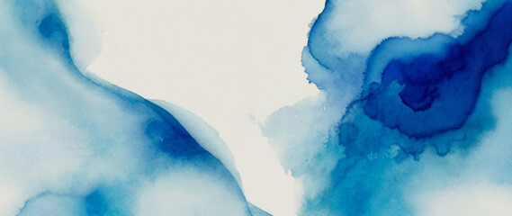 Wall Mural - Abstract watercolor blue background with watercolor splashes