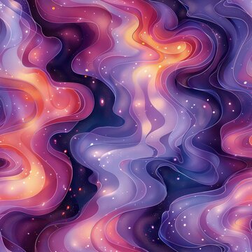 Seamless abstract purple fantasy shapes - swirls and waves pattern background