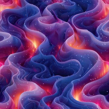 Seamless abstract purple fantasy shapes - swirls and waves pattern background