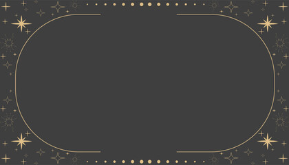 Wall Mural - golden celestial minimal esoteric frame, thin line border, mystyc linear decoration with dots, moon,