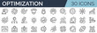 © SkyLine - Set of 30 outline icons related to optimization. Linear icon collection. Editable stroke. Vector illustration