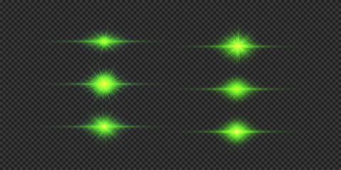 Sticker - Set of green horizontal light effects of lens flares