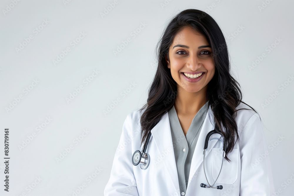 An indian woman in a white lab coat is posing for a picture. Doctor ...