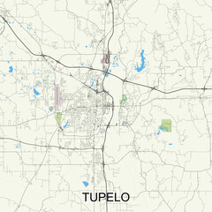  Tupelo, Mississippi, United States map poster art