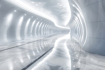 Wall Mural - Futuristic Tunnel with Curved Design