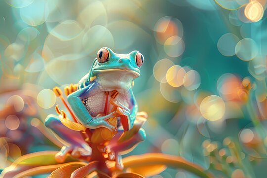 a frog on a flower stem long tree frog cute tropical