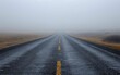 © Kanisorn - Economic uncertainty like a foggy road, minimal style, empty road, foggy atmosphere, conveying ambiguity and uncertainty.