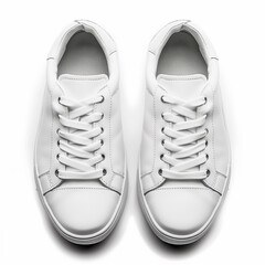 pair of  white sneakers on white background