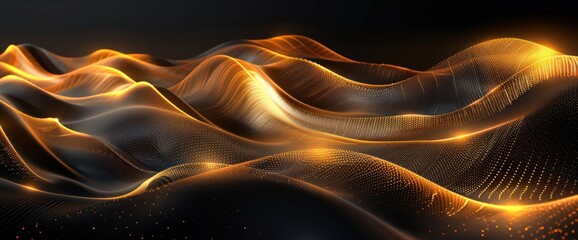 Wall Mural - A black and gold image of a wave with a lot of sparkles