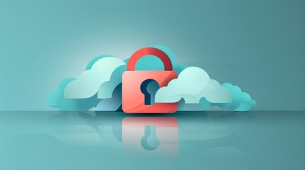 Wall Mural - Cloud Security Concept with Lock Icon