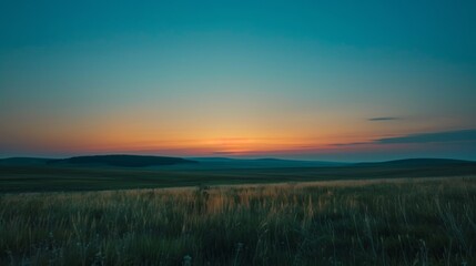  Sunset Over Serene Rolling Fields Landscape