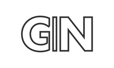 Poster - GIN logo design template with strong and modern bold text. Initial based vector logotype featuring simple and minimal typography. Trendy company identity.