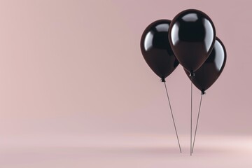 Sticker - Three black balloons are standing on a pink background