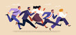 © nadzeya26 - Business rivalry concept. Vector illustration in flat style of a group of diverse people in business attire running in a race. Isolated on background