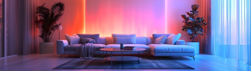 Poster - Sophisticated Smart Home Living Room with Automated Lighting and Climate Control